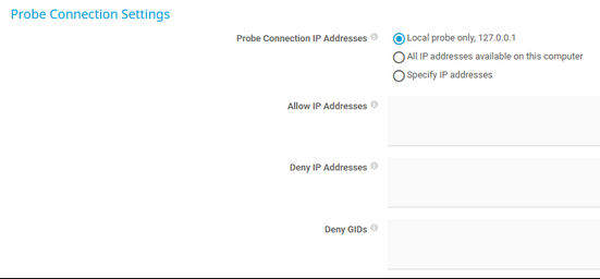 Probe Connection Settings